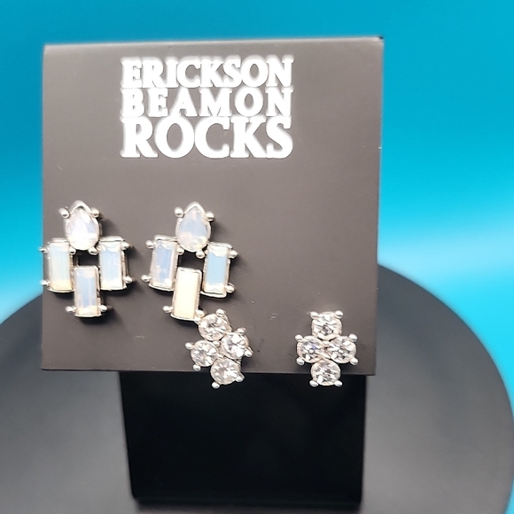 Erickson Beamon Silver Earrings Dangle and Stud - Picture 6 of 7